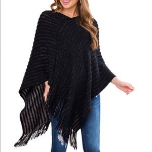 Cyber Sale! Black Fringe Poncho